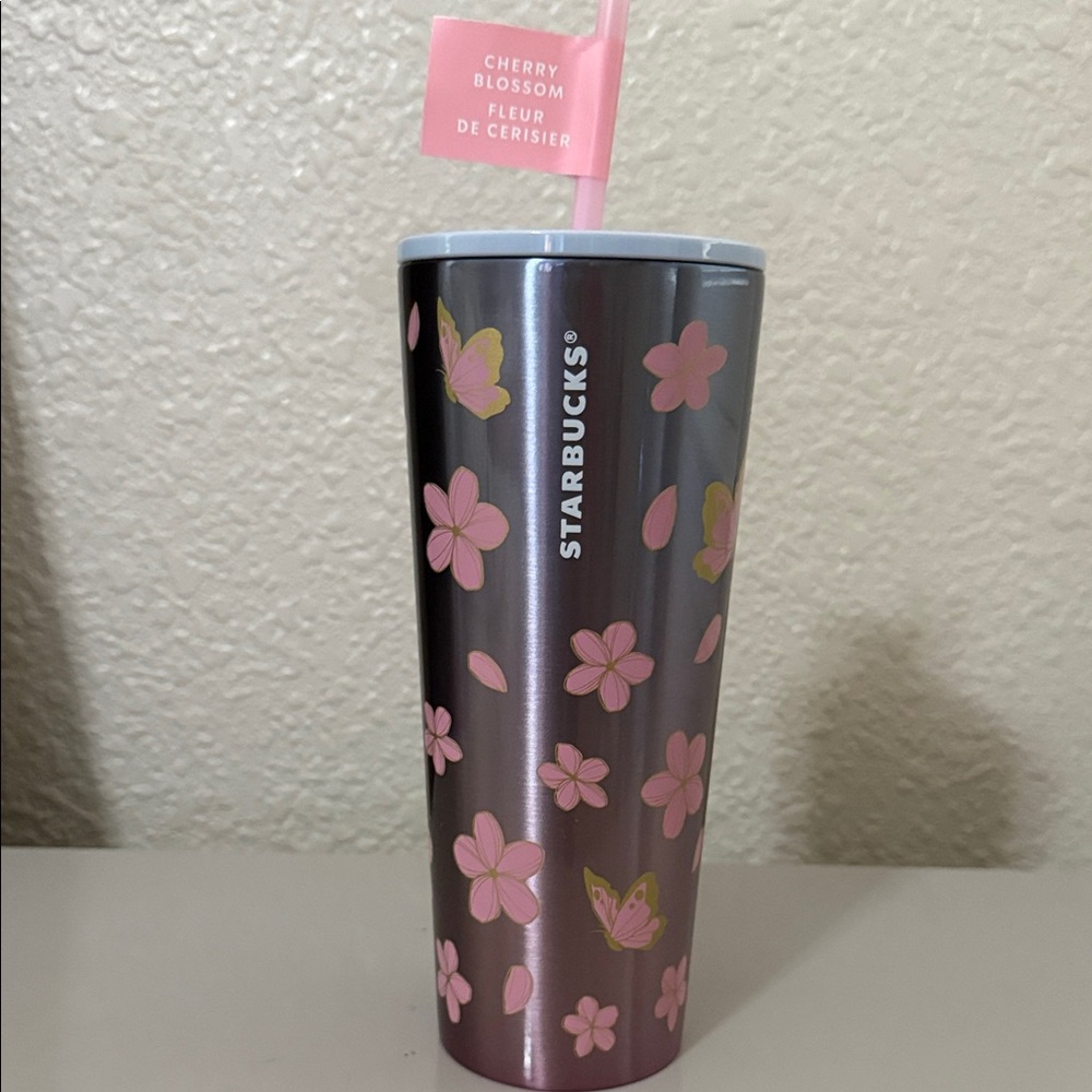 Starbucks Pink Cherry Blossom Stainless Tumbler with Light Pink Lid
